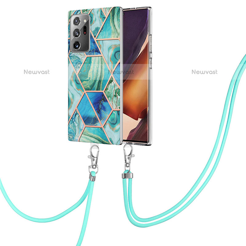 Silicone Candy Rubber Gel Fashionable Pattern Soft Case Cover with Lanyard Strap Y01B for Samsung Galaxy Note 20 Ultra 5G