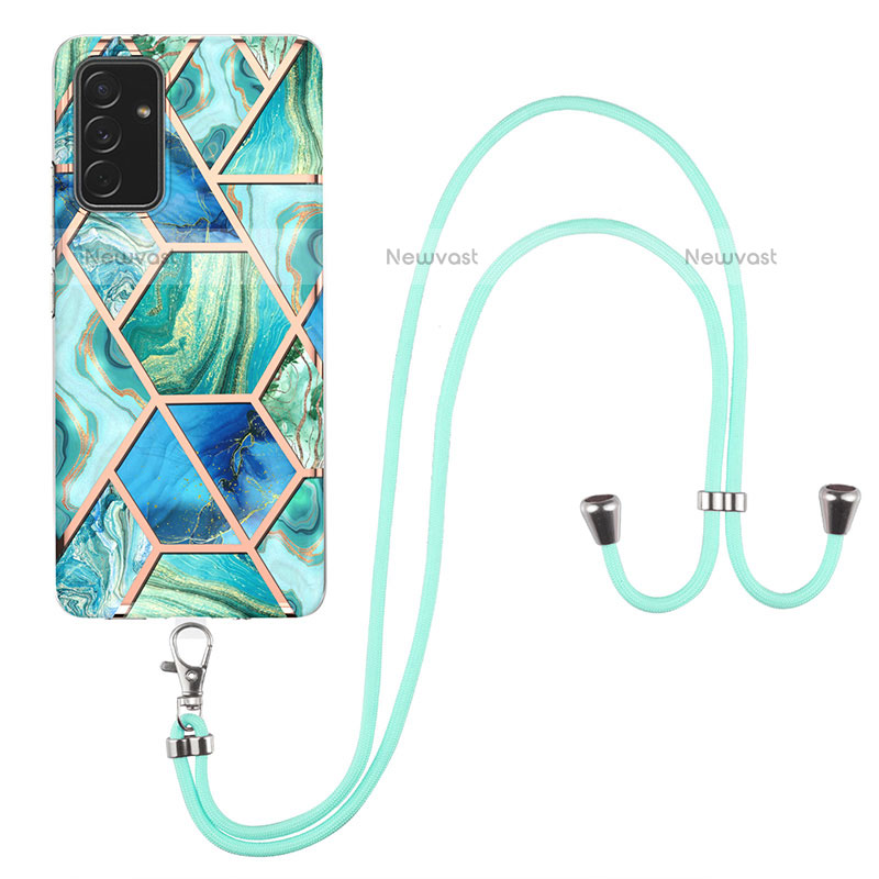 Silicone Candy Rubber Gel Fashionable Pattern Soft Case Cover with Lanyard Strap Y01B for Samsung Galaxy Quantum2 5G