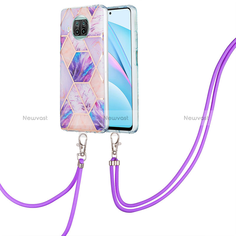 Silicone Candy Rubber Gel Fashionable Pattern Soft Case Cover with Lanyard Strap Y01B for Xiaomi Mi 10i 5G