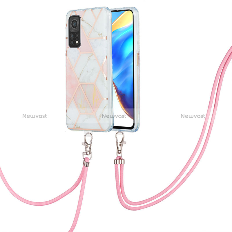 Silicone Candy Rubber Gel Fashionable Pattern Soft Case Cover with Lanyard Strap Y01B for Xiaomi Mi 10T 5G