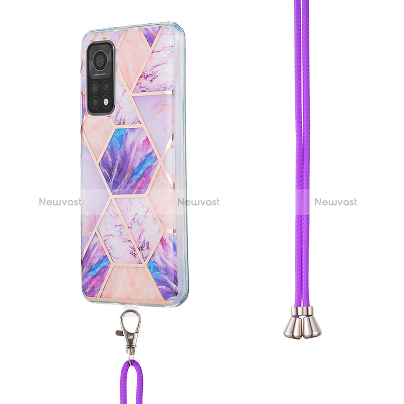 Silicone Candy Rubber Gel Fashionable Pattern Soft Case Cover with Lanyard Strap Y01B for Xiaomi Mi 10T Pro 5G