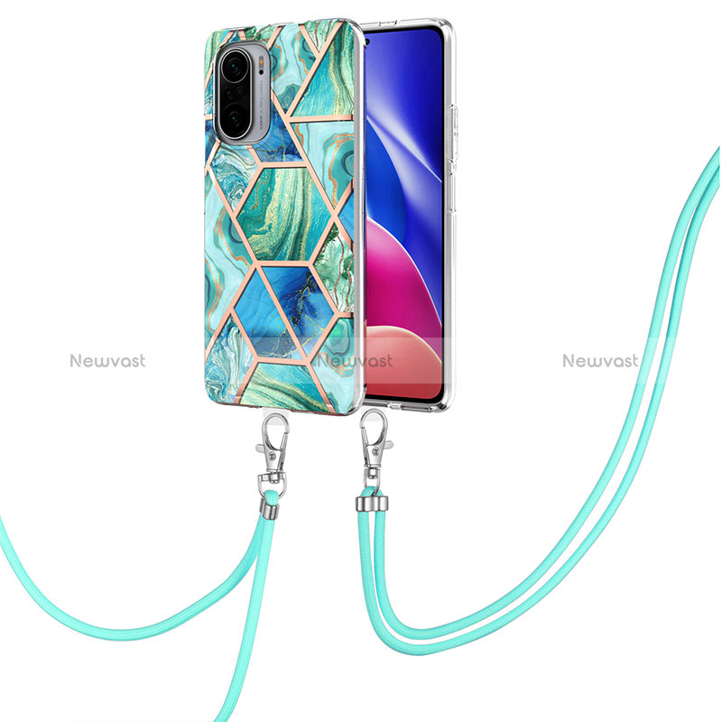 Silicone Candy Rubber Gel Fashionable Pattern Soft Case Cover with Lanyard Strap Y01B for Xiaomi Mi 11i 5G