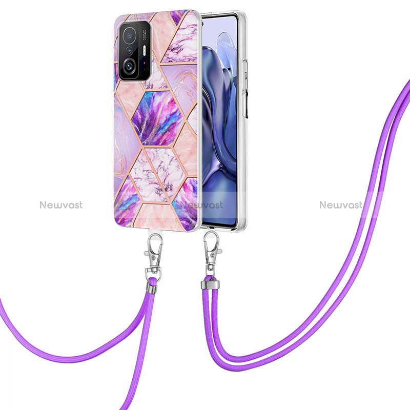 Silicone Candy Rubber Gel Fashionable Pattern Soft Case Cover with Lanyard Strap Y01B for Xiaomi Mi 11T 5G