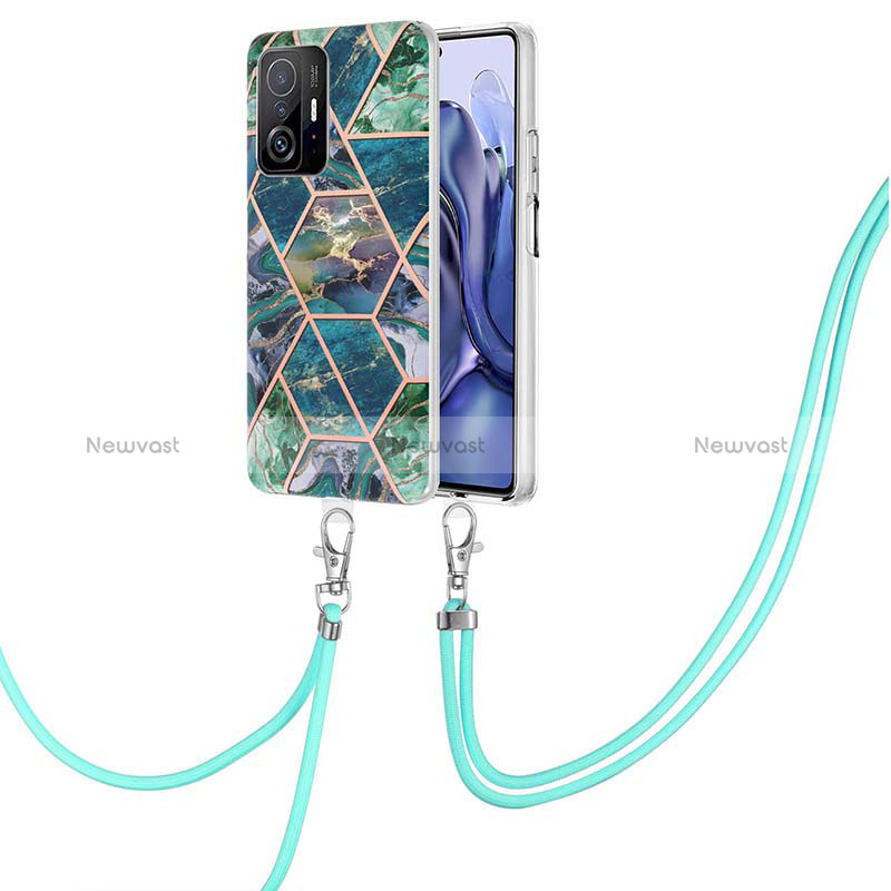 Silicone Candy Rubber Gel Fashionable Pattern Soft Case Cover with Lanyard Strap Y01B for Xiaomi Mi 11T 5G