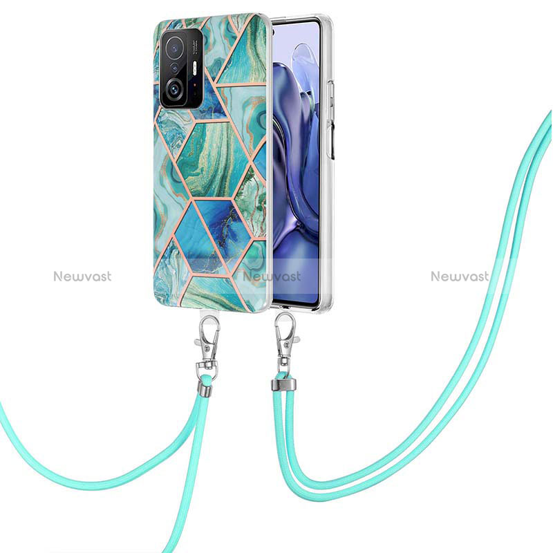 Silicone Candy Rubber Gel Fashionable Pattern Soft Case Cover with Lanyard Strap Y01B for Xiaomi Mi 11T 5G