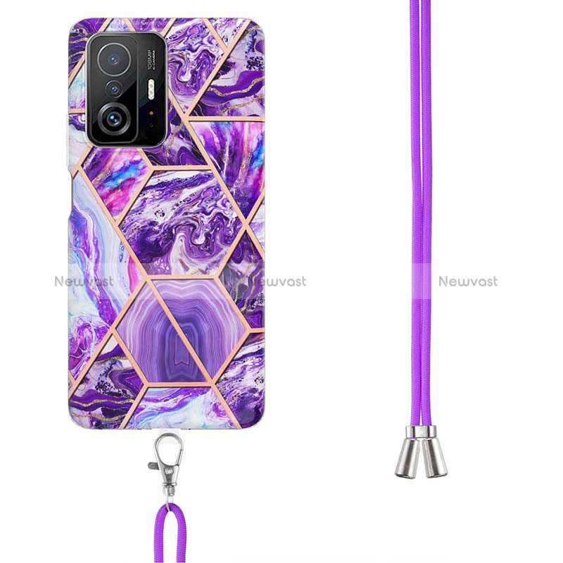 Silicone Candy Rubber Gel Fashionable Pattern Soft Case Cover with Lanyard Strap Y01B for Xiaomi Mi 11T 5G