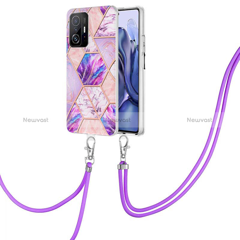 Silicone Candy Rubber Gel Fashionable Pattern Soft Case Cover with Lanyard Strap Y01B for Xiaomi Mi 11T Pro 5G