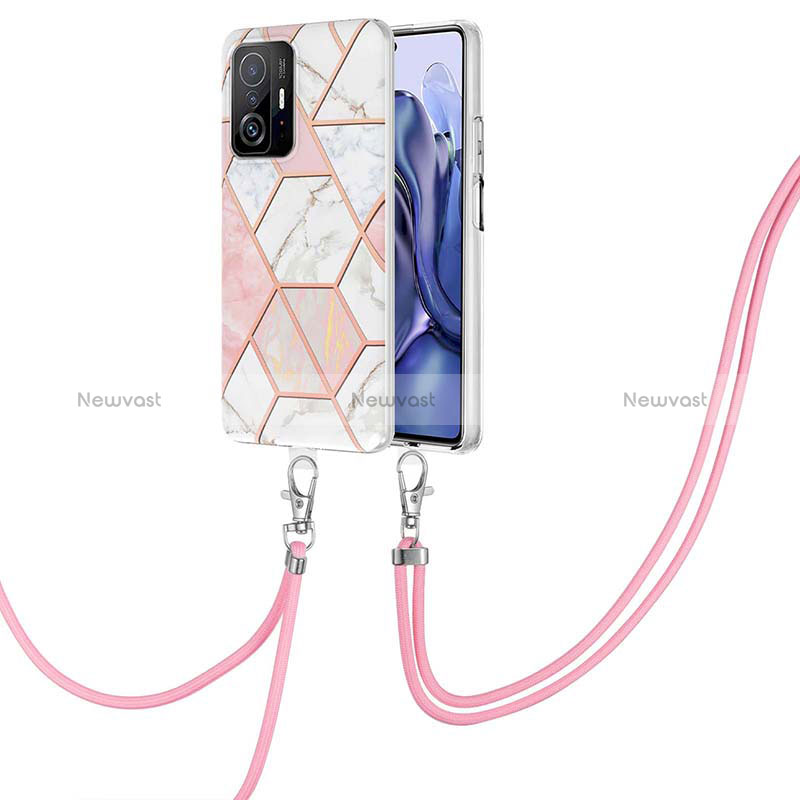 Silicone Candy Rubber Gel Fashionable Pattern Soft Case Cover with Lanyard Strap Y01B for Xiaomi Mi 11T Pro 5G