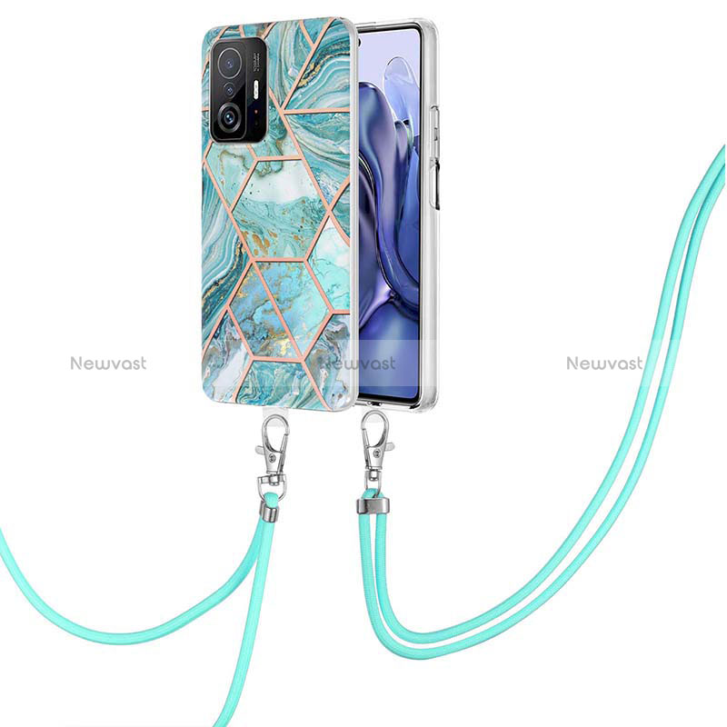 Silicone Candy Rubber Gel Fashionable Pattern Soft Case Cover with Lanyard Strap Y01B for Xiaomi Mi 11T Pro 5G