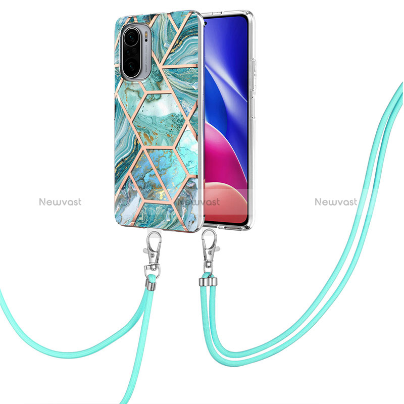 Silicone Candy Rubber Gel Fashionable Pattern Soft Case Cover with Lanyard Strap Y01B for Xiaomi Mi 11X 5G