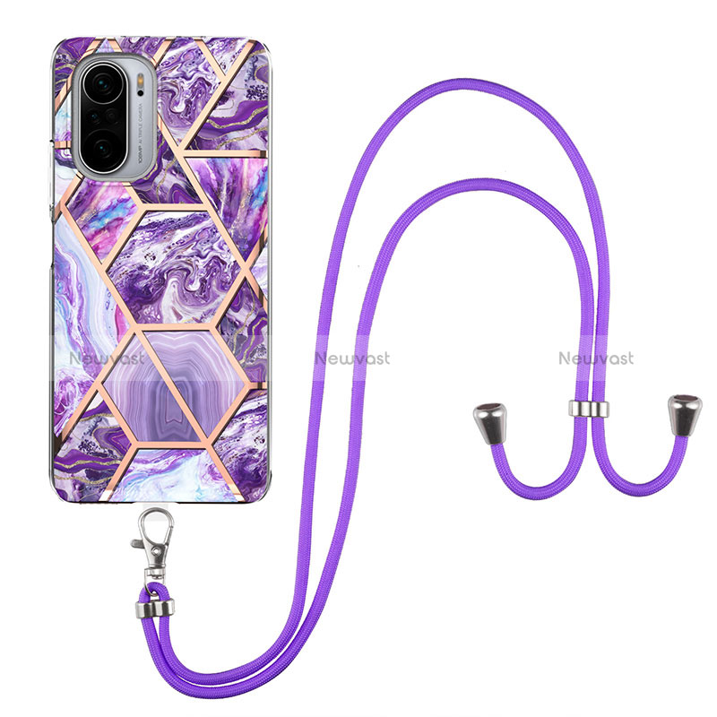 Silicone Candy Rubber Gel Fashionable Pattern Soft Case Cover with Lanyard Strap Y01B for Xiaomi Mi 11X 5G