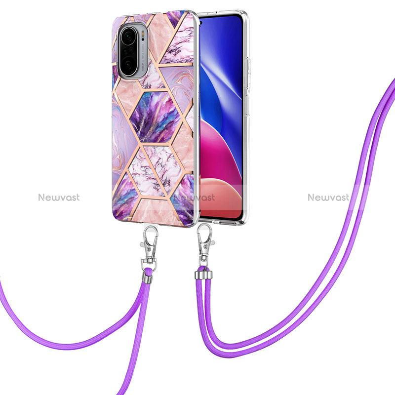 Silicone Candy Rubber Gel Fashionable Pattern Soft Case Cover with Lanyard Strap Y01B for Xiaomi Mi 11X Pro 5G
