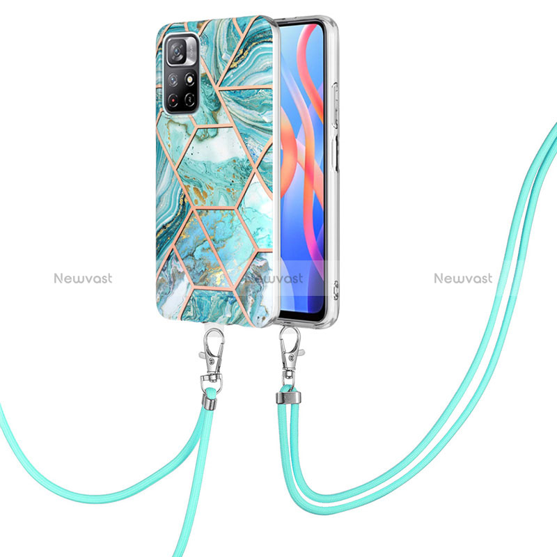 Silicone Candy Rubber Gel Fashionable Pattern Soft Case Cover with Lanyard Strap Y01B for Xiaomi Poco M4 Pro 5G