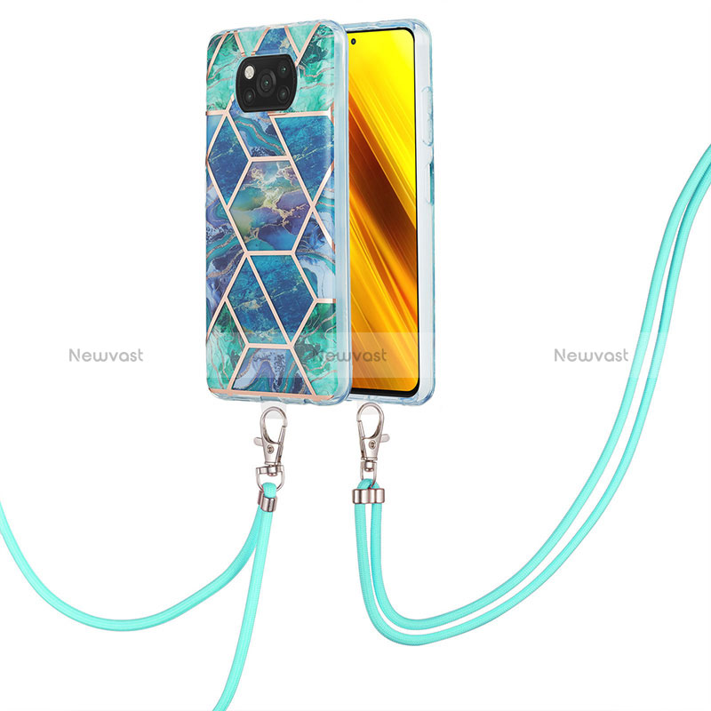 Silicone Candy Rubber Gel Fashionable Pattern Soft Case Cover with Lanyard Strap Y01B for Xiaomi Poco X3 Pro