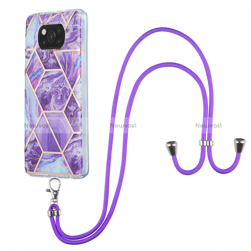 Silicone Candy Rubber Gel Fashionable Pattern Soft Case Cover with Lanyard Strap Y01B for Xiaomi Poco X3 Pro