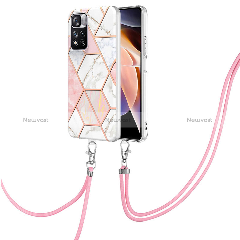 Silicone Candy Rubber Gel Fashionable Pattern Soft Case Cover with Lanyard Strap Y01B for Xiaomi Poco X4 NFC