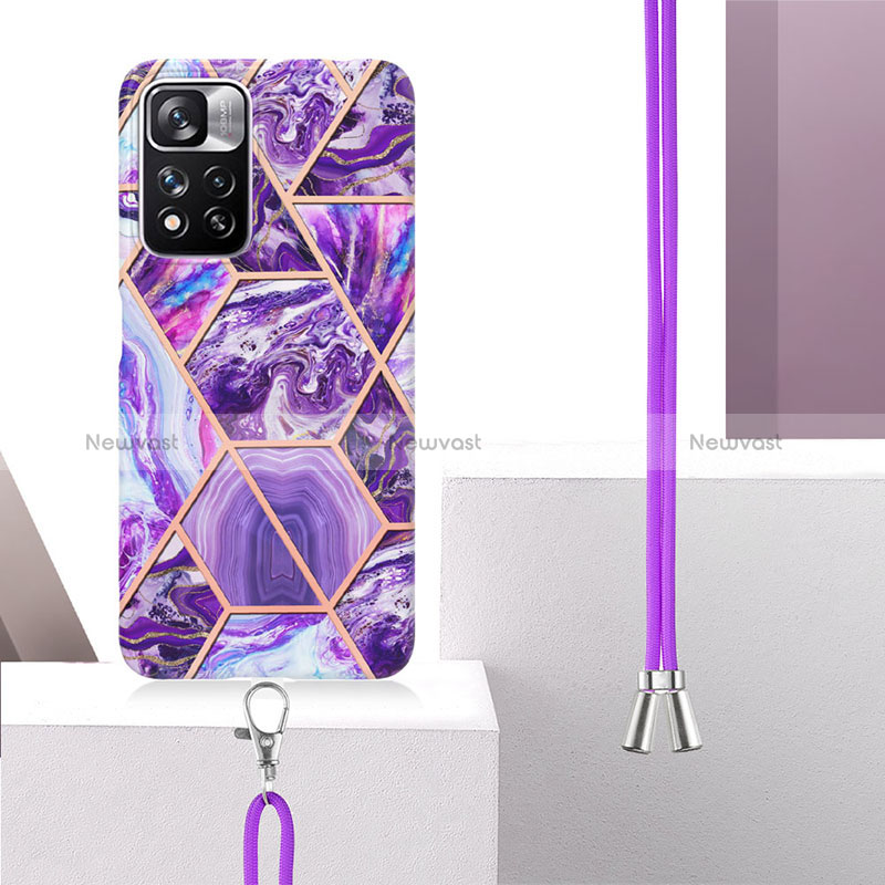 Silicone Candy Rubber Gel Fashionable Pattern Soft Case Cover with Lanyard Strap Y01B for Xiaomi Poco X4 NFC