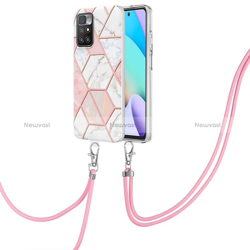 Silicone Candy Rubber Gel Fashionable Pattern Soft Case Cover with Lanyard Strap Y01B for Xiaomi Redmi 10 (2022)