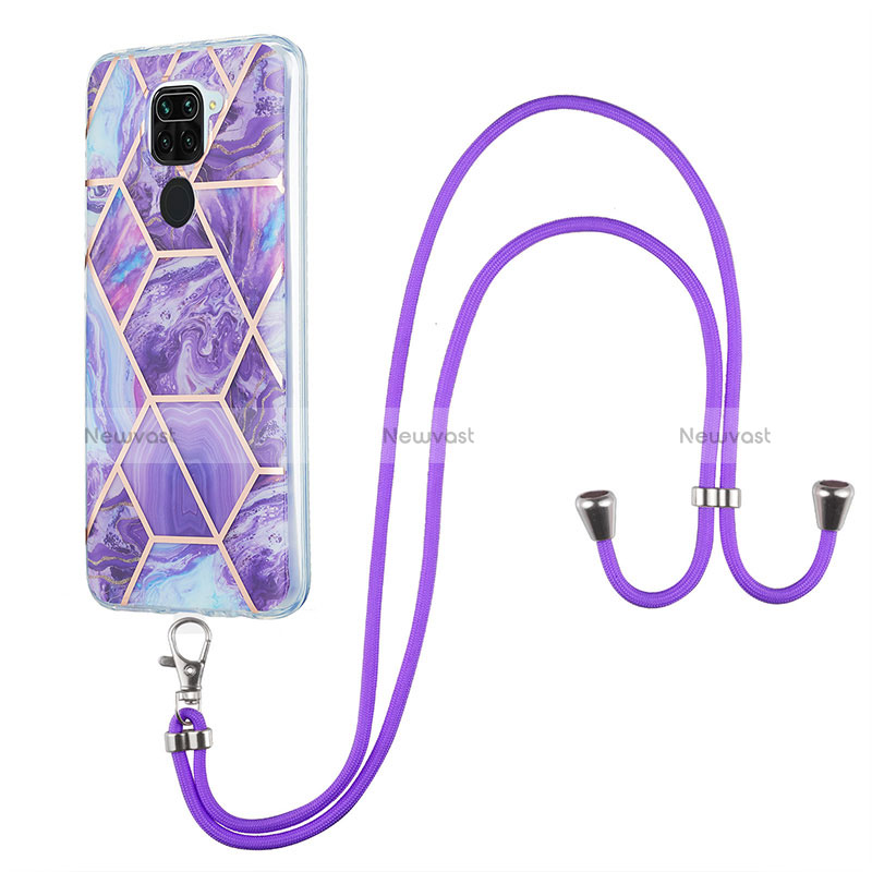 Silicone Candy Rubber Gel Fashionable Pattern Soft Case Cover with Lanyard Strap Y01B for Xiaomi Redmi 10X 4G