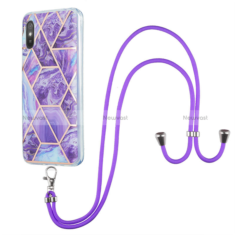 Silicone Candy Rubber Gel Fashionable Pattern Soft Case Cover with Lanyard Strap Y01B for Xiaomi Redmi 9A