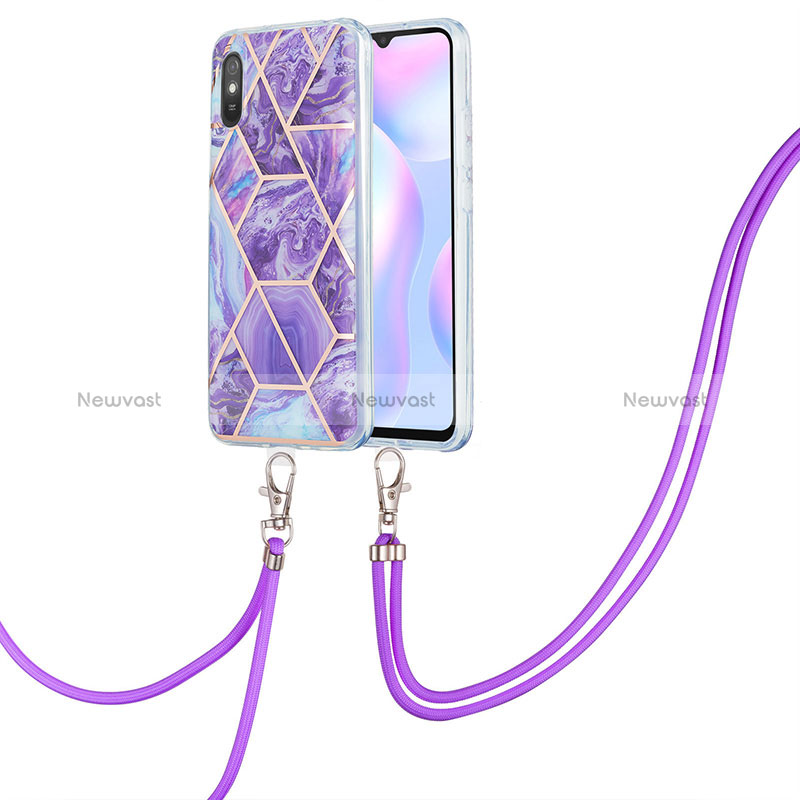 Silicone Candy Rubber Gel Fashionable Pattern Soft Case Cover with Lanyard Strap Y01B for Xiaomi Redmi 9i