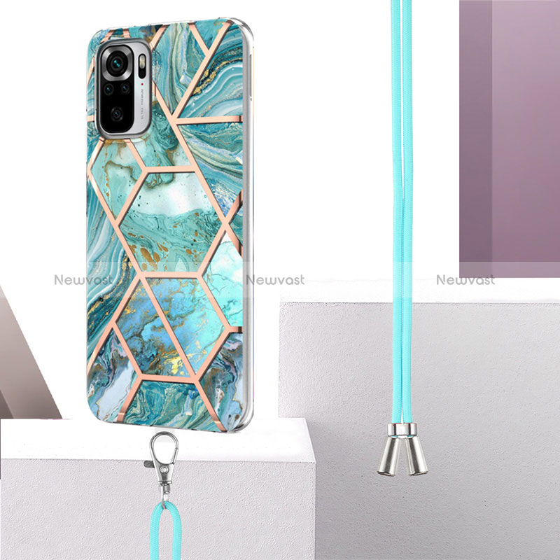 Silicone Candy Rubber Gel Fashionable Pattern Soft Case Cover with Lanyard Strap Y01B for Xiaomi Redmi Note 10 4G