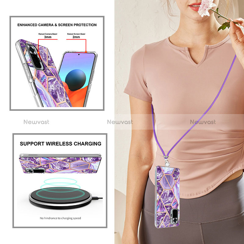 Silicone Candy Rubber Gel Fashionable Pattern Soft Case Cover with Lanyard Strap Y01B for Xiaomi Redmi Note 10 Pro 4G