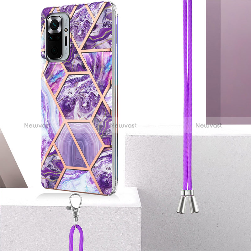 Silicone Candy Rubber Gel Fashionable Pattern Soft Case Cover with Lanyard Strap Y01B for Xiaomi Redmi Note 10 Pro 4G