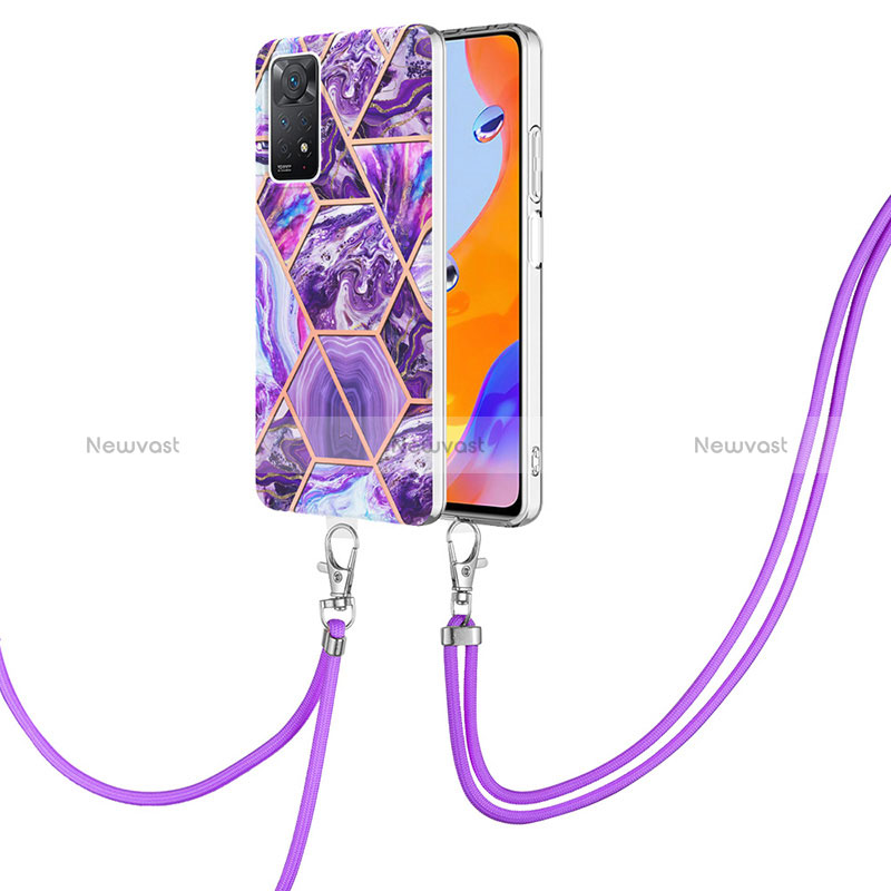 Silicone Candy Rubber Gel Fashionable Pattern Soft Case Cover with Lanyard Strap Y01B for Xiaomi Redmi Note 11 Pro 4G