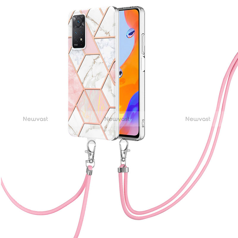 Silicone Candy Rubber Gel Fashionable Pattern Soft Case Cover with Lanyard Strap Y01B for Xiaomi Redmi Note 11 Pro 4G