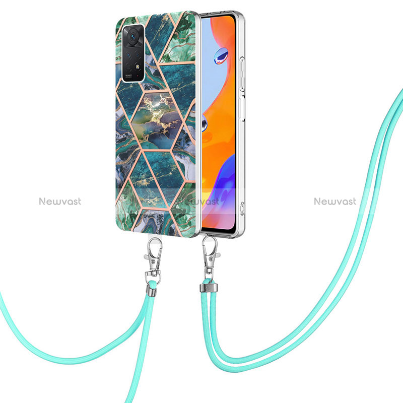 Silicone Candy Rubber Gel Fashionable Pattern Soft Case Cover with Lanyard Strap Y01B for Xiaomi Redmi Note 11 Pro 4G