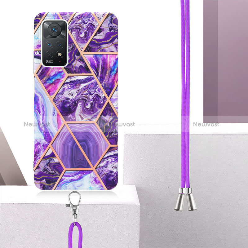 Silicone Candy Rubber Gel Fashionable Pattern Soft Case Cover with Lanyard Strap Y01B for Xiaomi Redmi Note 11 Pro 5G