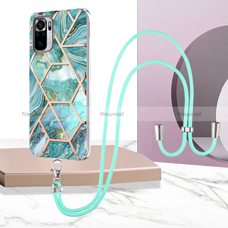 Silicone Candy Rubber Gel Fashionable Pattern Soft Case Cover with Lanyard Strap Y01B for Xiaomi Redmi Note 11 SE India 4G