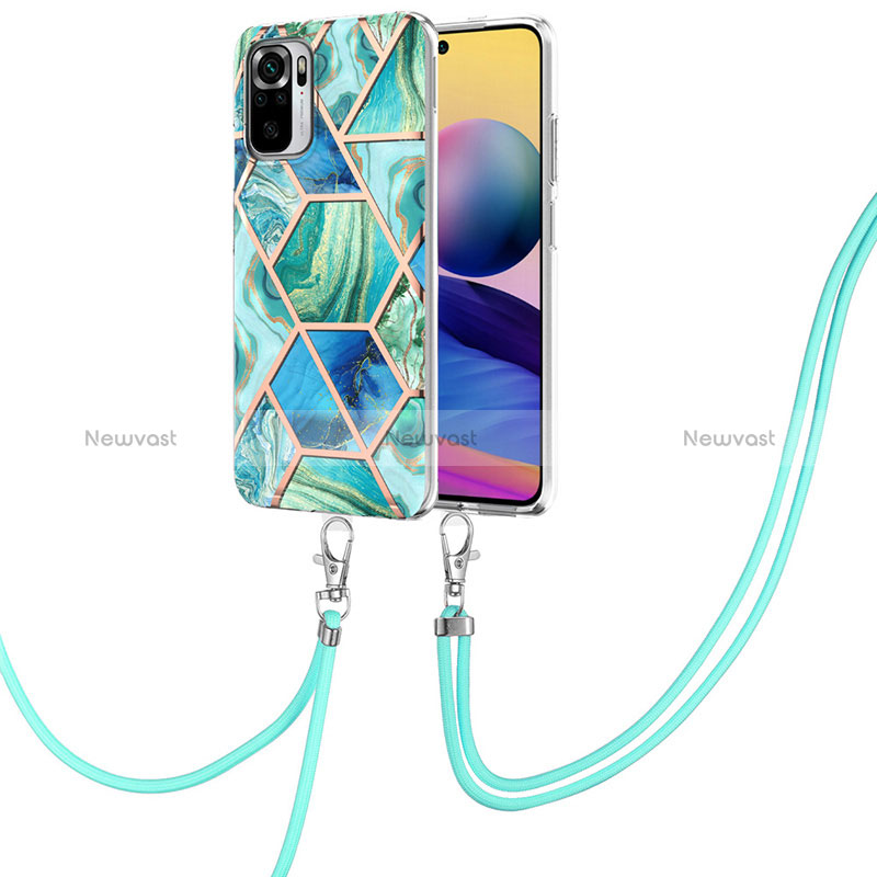 Silicone Candy Rubber Gel Fashionable Pattern Soft Case Cover with Lanyard Strap Y01B for Xiaomi Redmi Note 11 SE India 4G Matcha Green