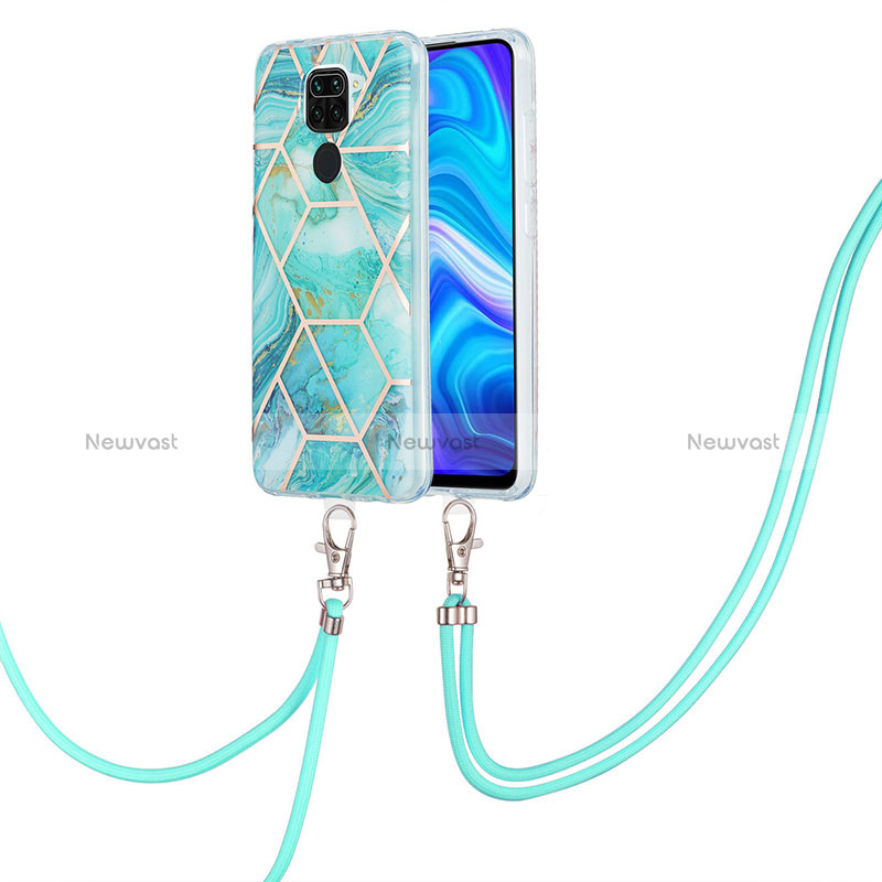 Silicone Candy Rubber Gel Fashionable Pattern Soft Case Cover with Lanyard Strap Y01B for Xiaomi Redmi Note 9