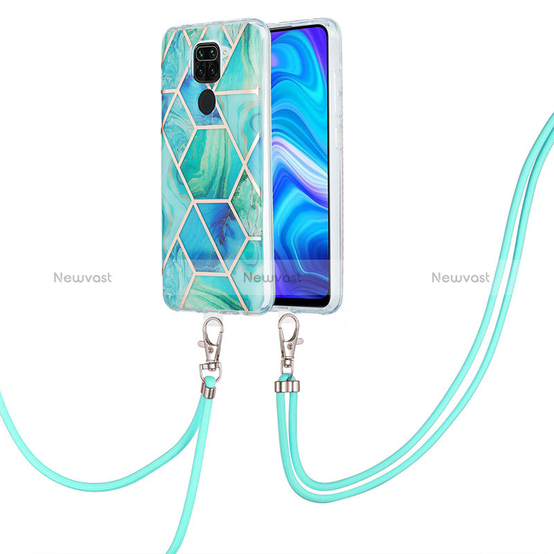 Silicone Candy Rubber Gel Fashionable Pattern Soft Case Cover with Lanyard Strap Y01B for Xiaomi Redmi Note 9