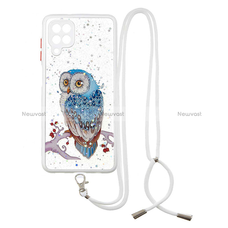 Silicone Candy Rubber Gel Fashionable Pattern Soft Case Cover with Lanyard Strap Y01X for Samsung Galaxy A12 5G