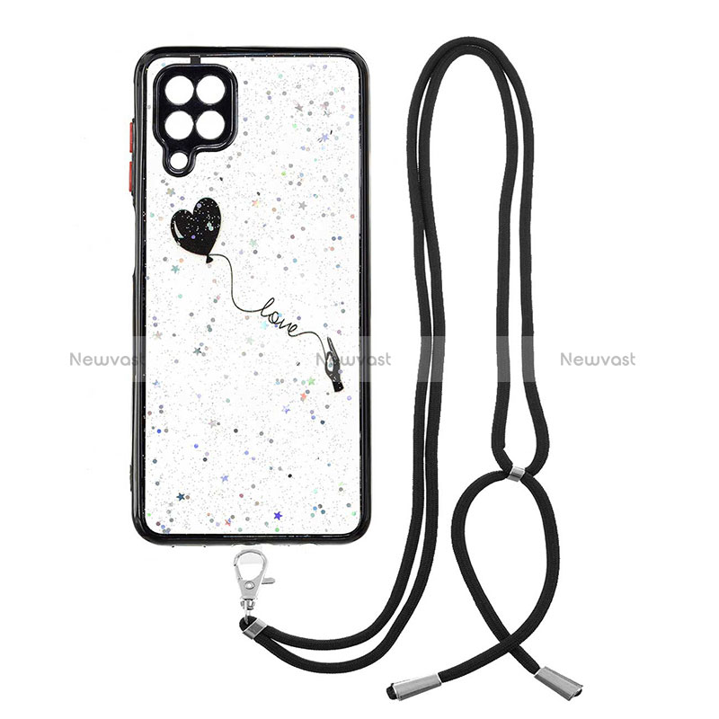 Silicone Candy Rubber Gel Fashionable Pattern Soft Case Cover with Lanyard Strap Y01X for Samsung Galaxy A12 5G