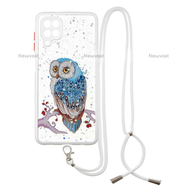 Silicone Candy Rubber Gel Fashionable Pattern Soft Case Cover with Lanyard Strap Y01X for Samsung Galaxy A12 Mixed