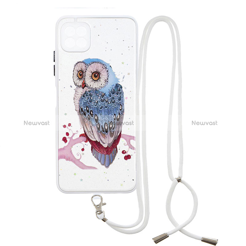 Silicone Candy Rubber Gel Fashionable Pattern Soft Case Cover with Lanyard Strap Y01X for Samsung Galaxy A22 5G