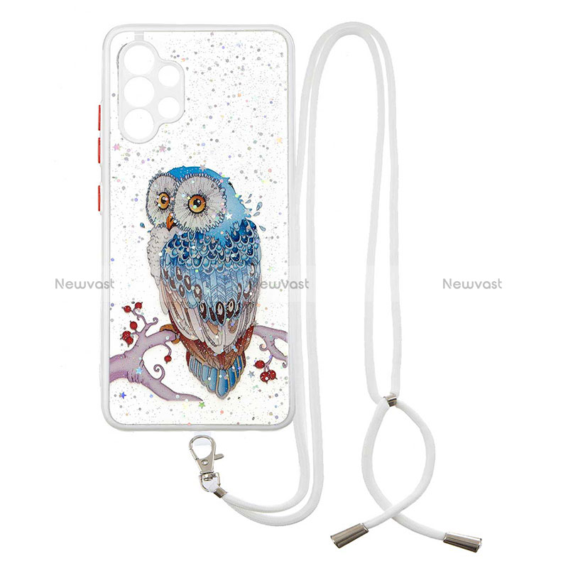 Silicone Candy Rubber Gel Fashionable Pattern Soft Case Cover with Lanyard Strap Y01X for Samsung Galaxy A32 5G Mixed