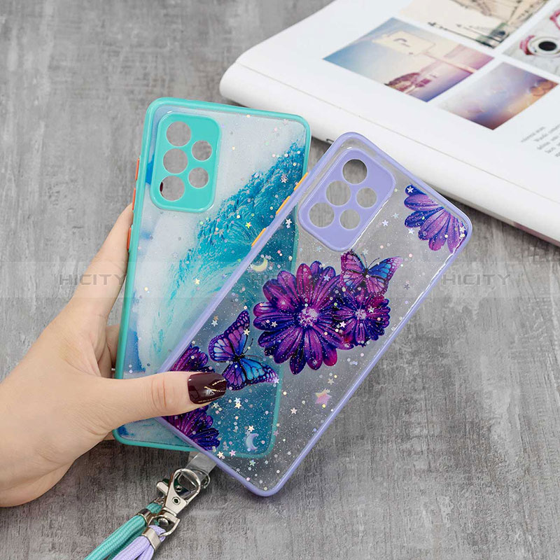 Silicone Candy Rubber Gel Fashionable Pattern Soft Case Cover with Lanyard Strap Y01X for Samsung Galaxy A73 5G