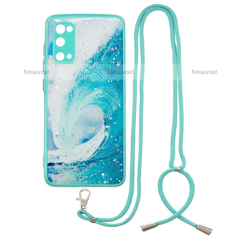 Silicone Candy Rubber Gel Fashionable Pattern Soft Case Cover with Lanyard Strap Y01X for Samsung Galaxy S20 5G