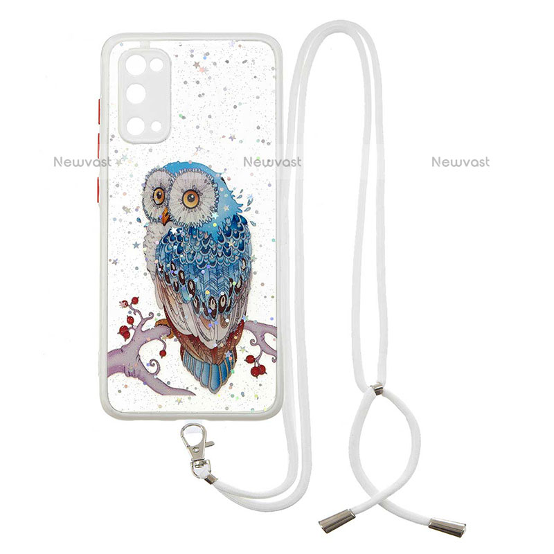 Silicone Candy Rubber Gel Fashionable Pattern Soft Case Cover with Lanyard Strap Y01X for Samsung Galaxy S20 5G