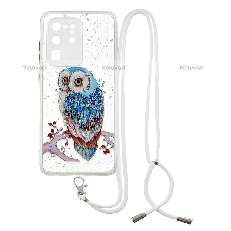 Silicone Candy Rubber Gel Fashionable Pattern Soft Case Cover with Lanyard Strap Y01X for Samsung Galaxy S20 Ultra 5G