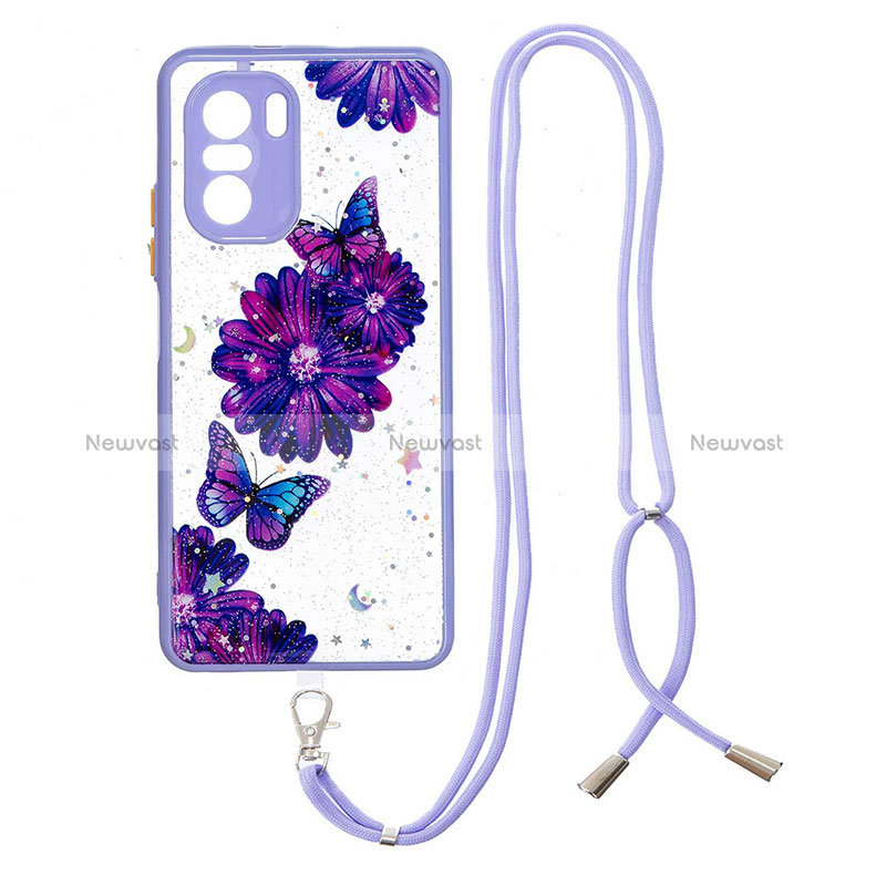 Silicone Candy Rubber Gel Fashionable Pattern Soft Case Cover with Lanyard Strap Y01X for Xiaomi Mi 11i 5G