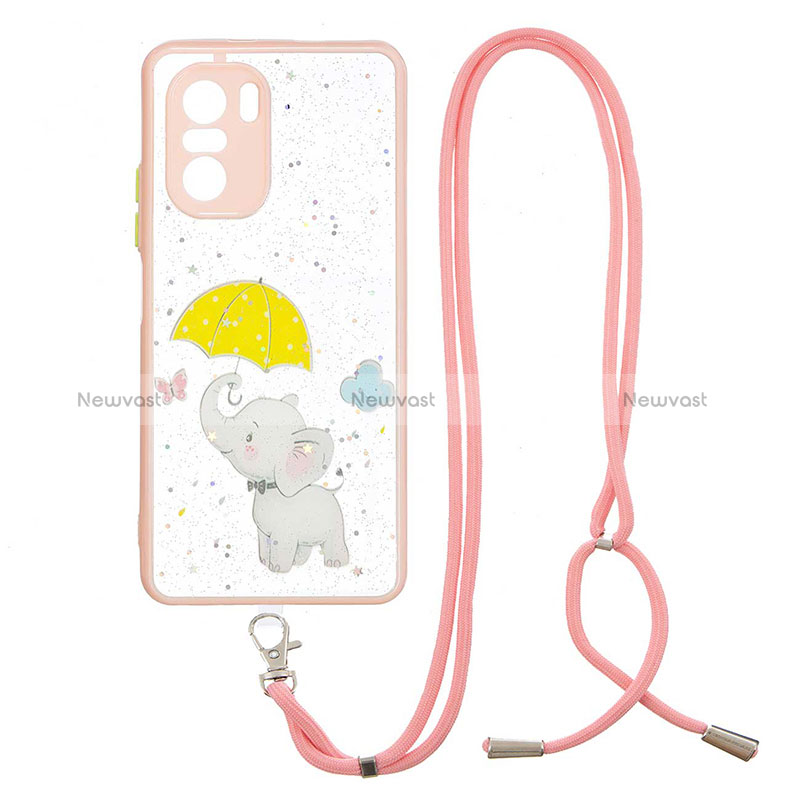 Silicone Candy Rubber Gel Fashionable Pattern Soft Case Cover with Lanyard Strap Y01X for Xiaomi Mi 11i 5G