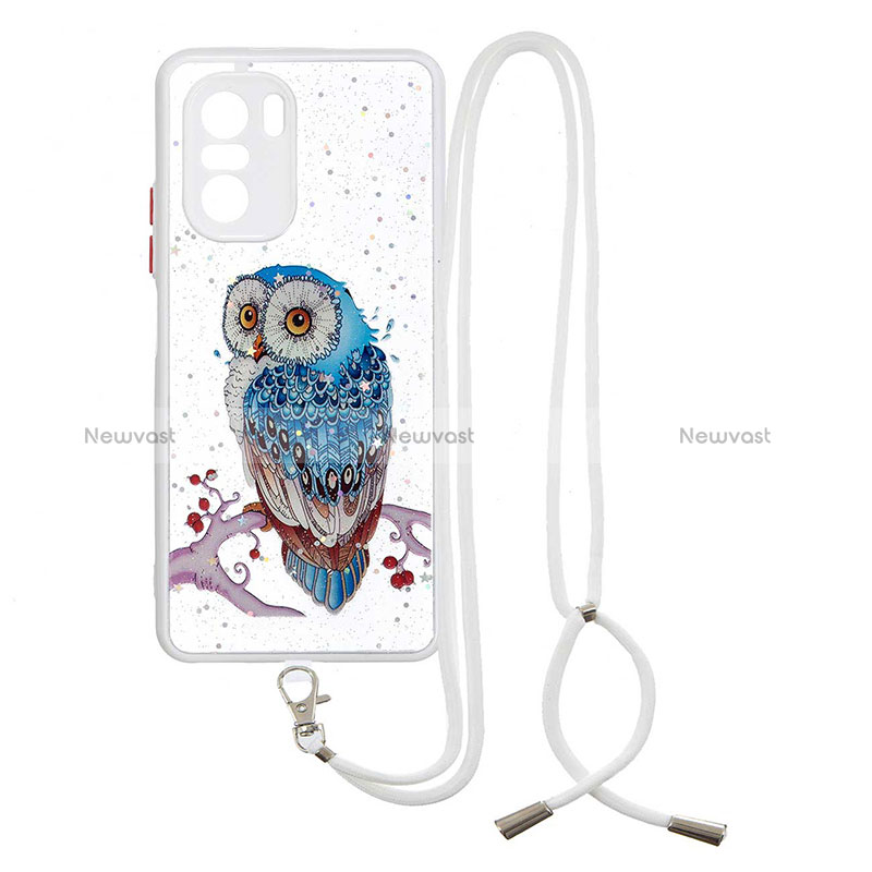 Silicone Candy Rubber Gel Fashionable Pattern Soft Case Cover with Lanyard Strap Y01X for Xiaomi Mi 11i 5G