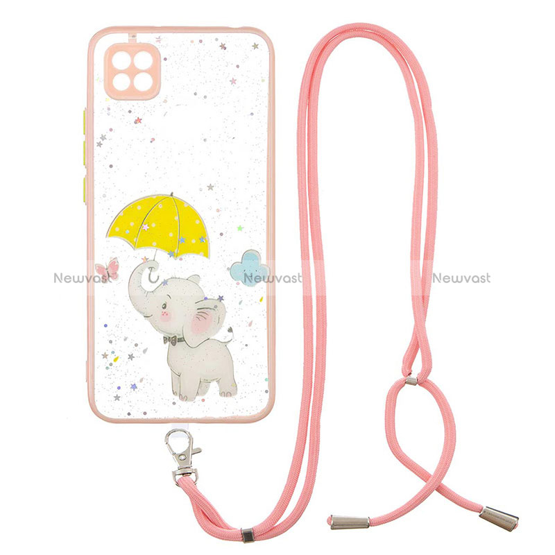 Silicone Candy Rubber Gel Fashionable Pattern Soft Case Cover with Lanyard Strap Y01X for Xiaomi POCO C31