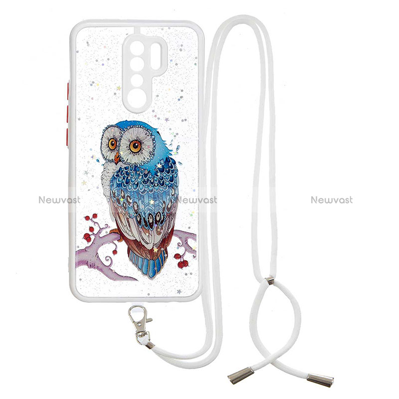 Silicone Candy Rubber Gel Fashionable Pattern Soft Case Cover with Lanyard Strap Y01X for Xiaomi Poco M2